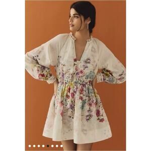 Anthropologie Let Me Be Meadow Painted Floral Mini Dress sz S